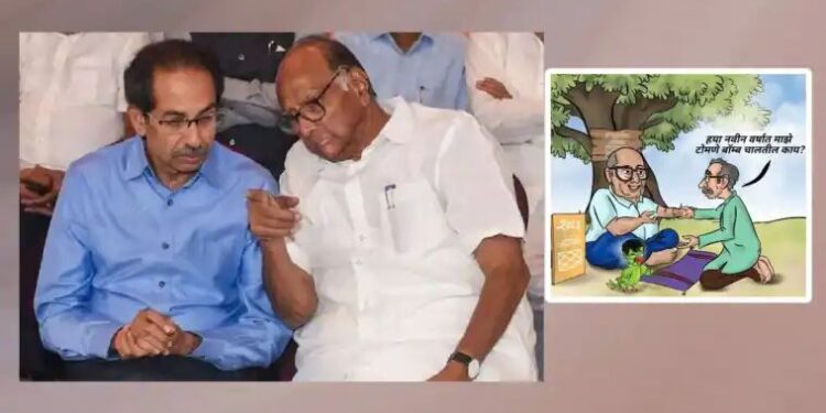भाजपने उडवली ठाकरे गटाची खिल्ली..! व्यंगचित्रात शरद पवार ज्योतिषी दाखवत उद्धव ठाकरेंकडून वदवला “हा” प्रश्न..!