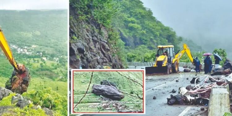 सातारा : यवतेश्वर घाटातील 5 टनी दरड हटवली