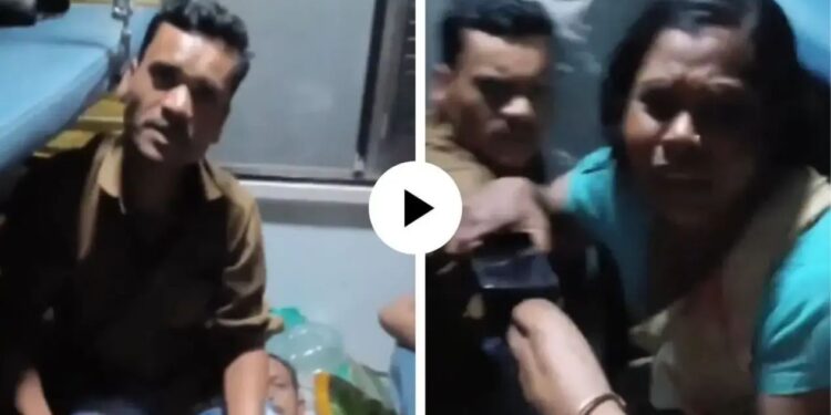 चालू ट्रेनमध्ये व्यक्तीचे अश्लील कृत्य! गुपचूप गेला अन् बायकोसमोरच दुसऱ्या पुरुषाला केले किस; पहा धक्कादायक Video Viral..