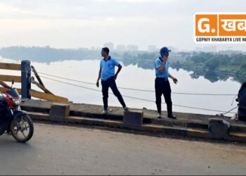 गांधारी पुलावरील विचित्र घटना , महिलेचा मृत्यू तर १ जखमी, तब्बल २० फुटांचा कठडा तोडून डंपर थेट नदीत.!