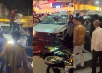ब्रेकिंग | भरधाव इनोव्हाची चार दुचाकी आणि पादचाऱ्यांना धडक, गाड्यांचा चक्काचूर, संतप्त नागरिकांनी चालकाला चोप देत इनोव्हा फोडली.!
