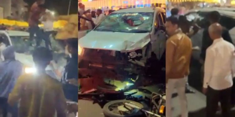 ब्रेकिंग | भरधाव इनोव्हाची चार दुचाकी आणि पादचाऱ्यांना धडक, गाड्यांचा चक्काचूर, संतप्त नागरिकांनी चालकाला चोप देत इनोव्हा फोडली.!